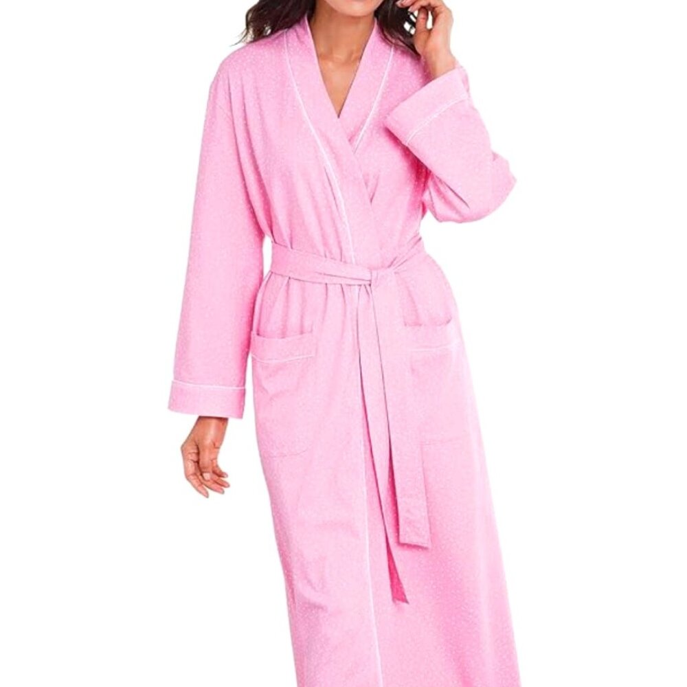 Women's Plush Pink Long Robe with Belt